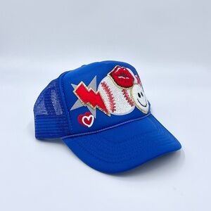 NEW Bluepeppermint Botique Baseball Patch SnapBack Blue Trucker Hat Women’s OS